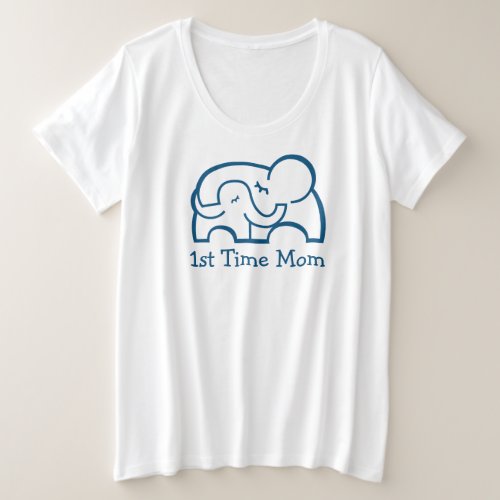 1st time mom elephant hug maternity blue t_shirt