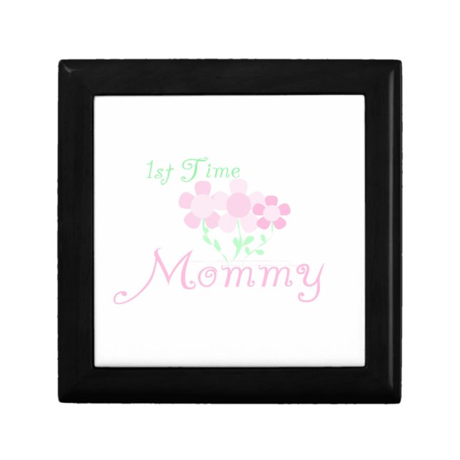 1st Time Mommy Pink Flowers Gifts Jewelry Box (Front)