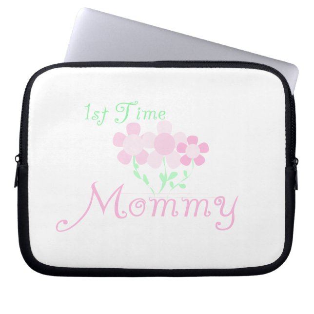 1st Time Mommy Pink Flowers Gifts Laptop Sleeve (Front)
