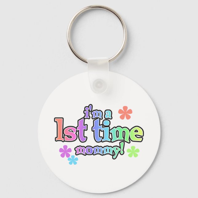 1st Time Mommy-Rainbow T-shirts and Gifts Keychain (Front)