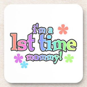 1st Time Mommy Rainbow Text Gifts Coaster