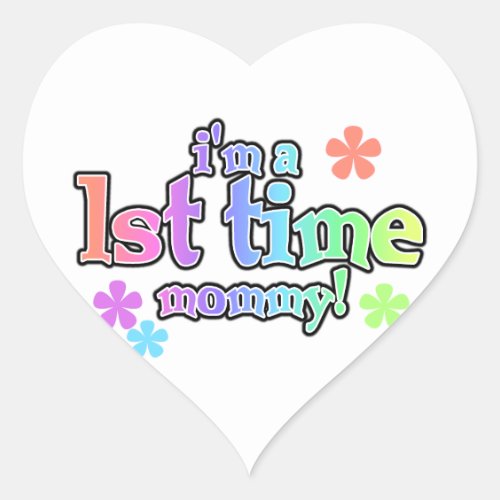 1st Time Mommy Rainbow Text Gifts Heart Sticker