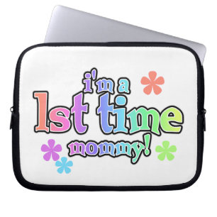 1st Time Mommy Rainbow Text Gifts Laptop Sleeve