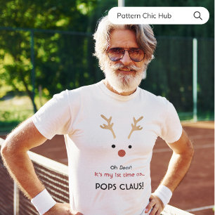 1st Time Pops Claus White Modern Family Christmas T-Shirt