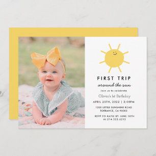 1st Trip Around The Sun 1st Birthday Photo Invitation