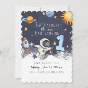1st Trip Around the Sun Baby Boys First Birthday  Invitation