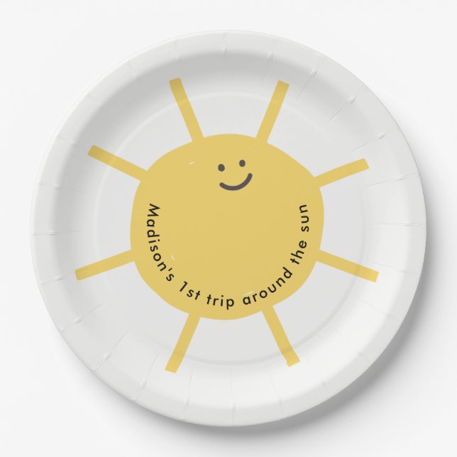 1st Trip Around The Sun Birthday Party Paper Plates (Front)