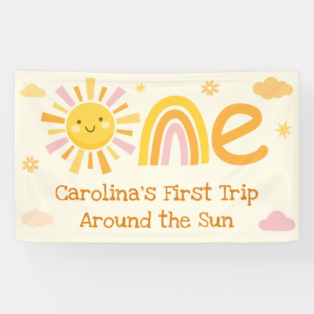 1st Trip Around the Sun Birthday Party Welcome Banner (Horizontal)