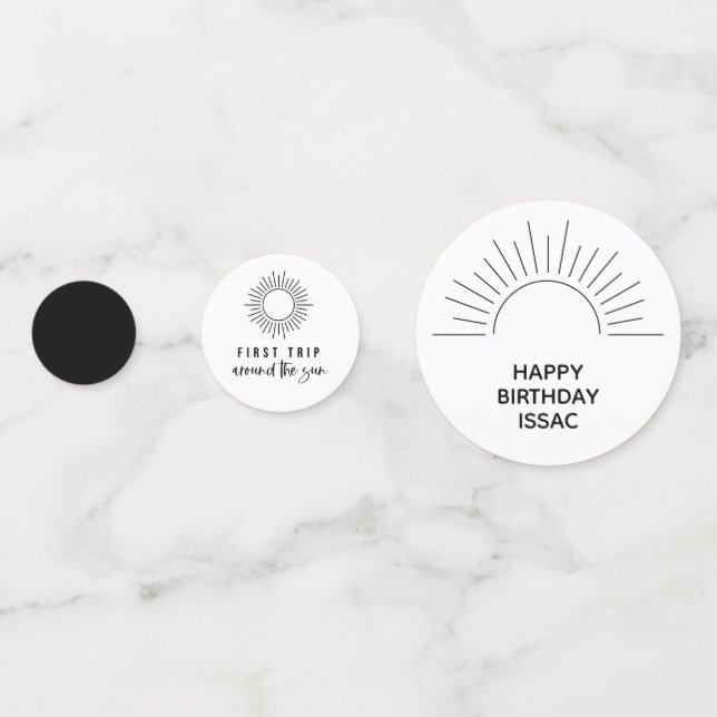 1st Trip Around the Sun Custom 3-Photo Minimalist Confetti (Backs)