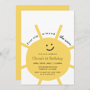 1st Trip Around The Sun First Birthday Invitation