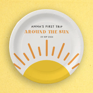 1st trip around the sun First Birthday Paper Plates