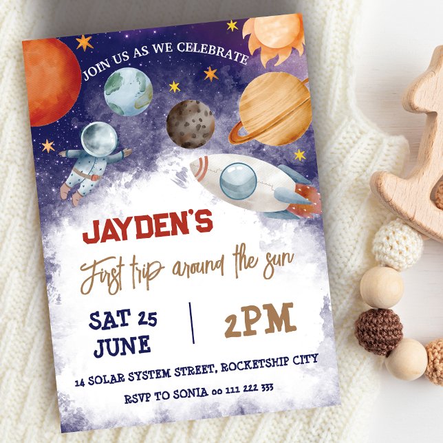 1st Trip Around The Sun Space Birthday Invitation (1st Trip Around the Sun Space Birthday Invitation)
