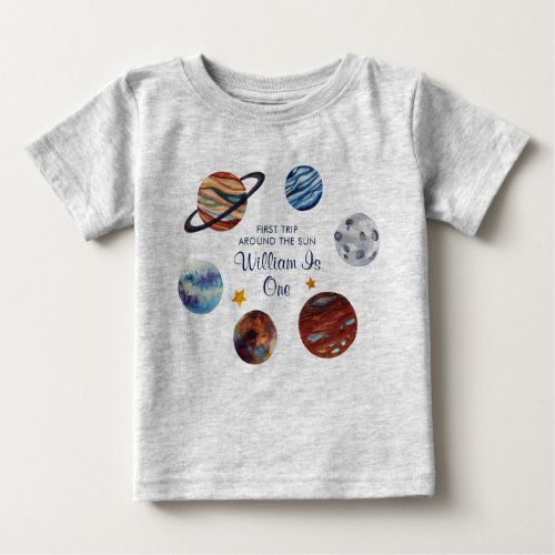 1st Trip Outer Space Personalized Birthday  Baby T_Shirt
