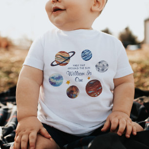 1st Trip Outer Space Personalized Birthday  Baby T-Shirt