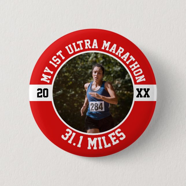 1st Ultra Marathon Running First Runner Sports Button (Front)