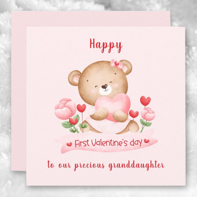 1st Valentine's day girl pink Valentine's day Card (1st Valentine's day girl pink Valentine's day Card)