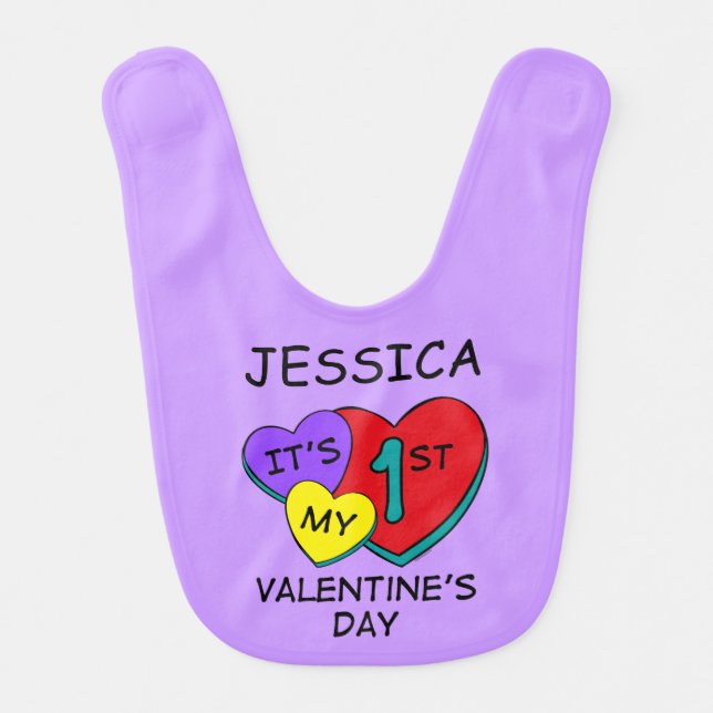 1st Valentine's Day Hearts Bib (Front)