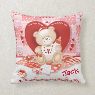 1st Valentine's Day Pillow. Baby Boy Throw Pillow