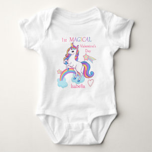 1st Valentine's Day Unicorn Baby Bodysuit