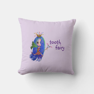 1st Visit From The Tooth Fairy Cute Big Eye Doll Throw Pillow