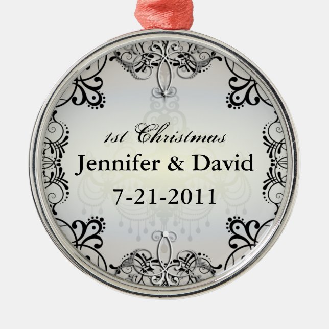 1st Wedded Christmas Flourish Ornament (Front)