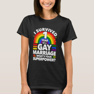1st Wedding Anniversary 1 Year Gay Marriage Husban T-Shirt