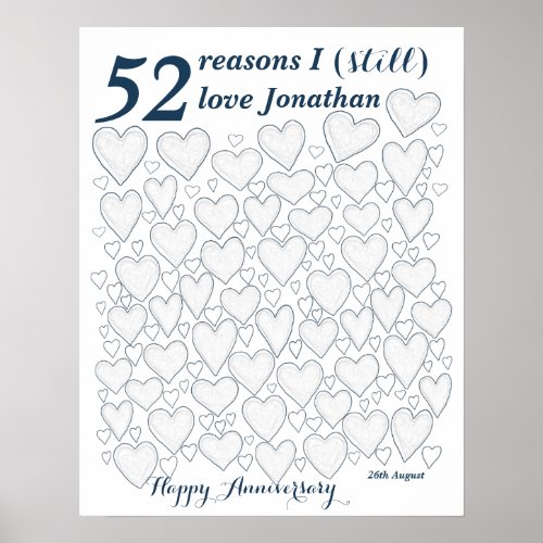 1st Wedding Anniversary _ 52 Reasons I Still Love Poster