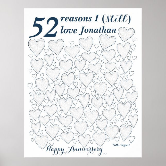 1st Wedding Anniversary - 52 Reasons I Still Love Poster (Front)