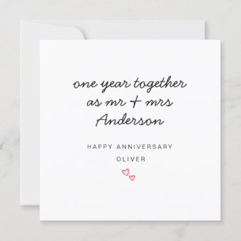 1st Wedding Anniversary Card For Husband Wife | Zazzle