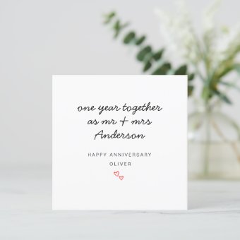 1st Wedding Anniversary Card For Husband Wife | Zazzle