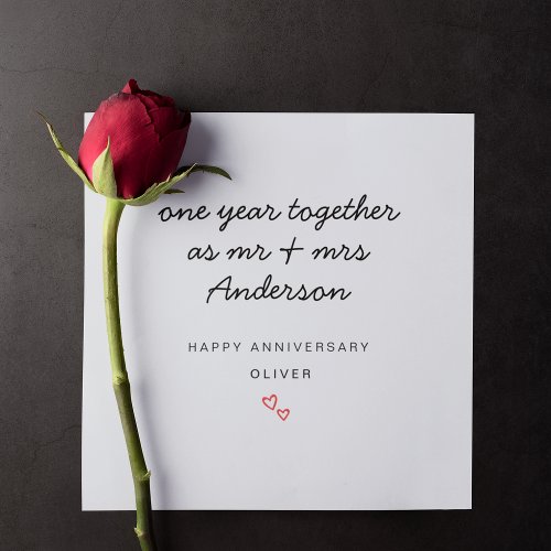 1st Wedding Anniversary Card For Husband Wife