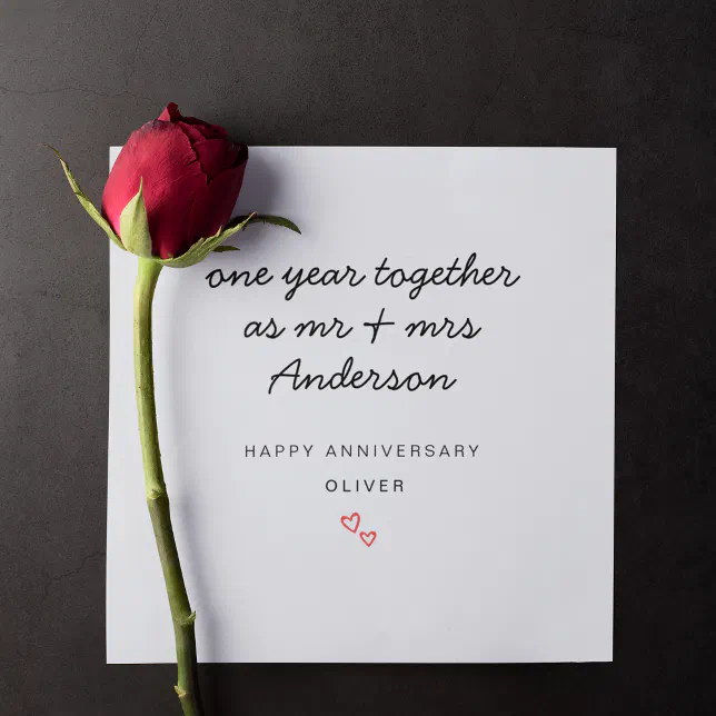 1st Wedding Anniversary Card For Husband Wife | Zazzle