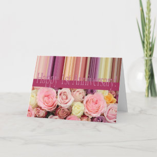 1st Wedding Anniversary Card - Pastel roses stripe