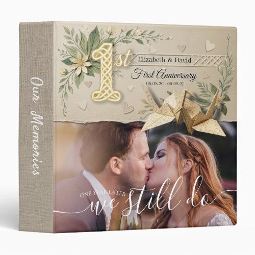 1st Wedding Anniversary Ceremony Crane Photo Album 3 Ring Binder
