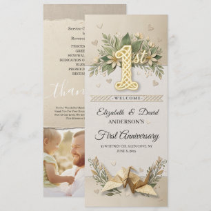 1st Wedding Anniversary Ceremony Paper Crane Photo Program