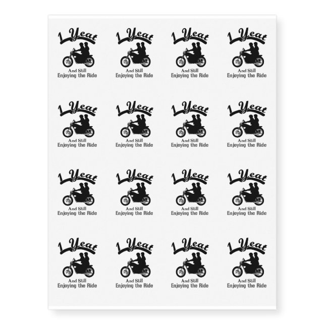 1st Wedding Anniversary Couple Ride Celebration Temporary Tattoos (Front)