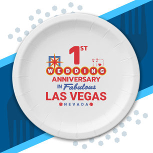 1st Wedding Anniversary Couples Las Vegas Trip Paper Plates