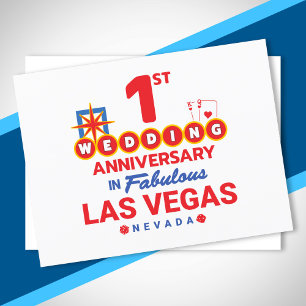 1st Wedding Anniversary Couples Las Vegas Trip Postcard
