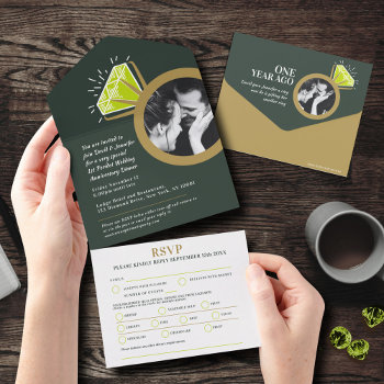 1st Wedding Anniversary Dinner Peridot Ring Meal All In One Invitation by mylittleedenweddings at Zazzle