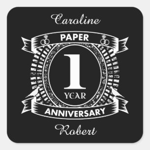 1ST wedding anniversary distressed crest Square Sticker