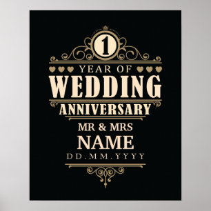 1st Wedding Anniversary Elegant Poster