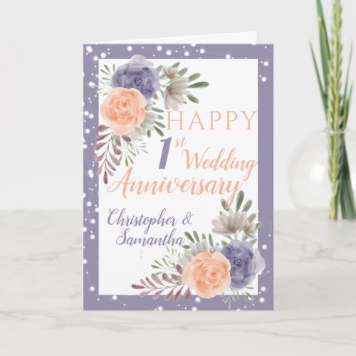 1st Wedding Anniversary Floral Purple Peony 