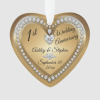 1st Wedding Anniversary Gold Diamonds Keepsake