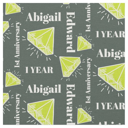 1st Wedding Anniversary green peridot gem custom Fabric