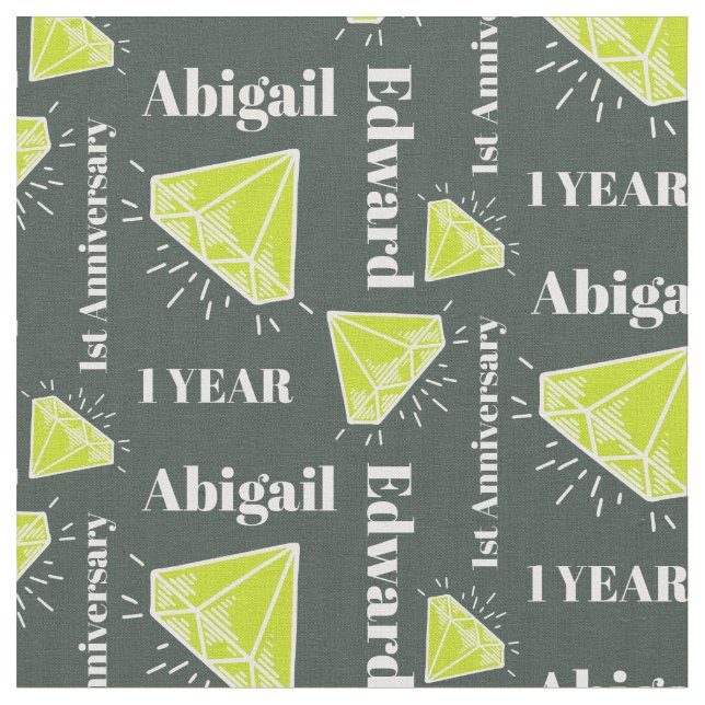 1st Wedding Anniversary green peridot gem custom Fabric (Close Up)