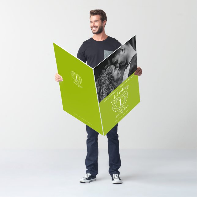 1st Wedding Anniversary heart peridot green Card (In Situ)