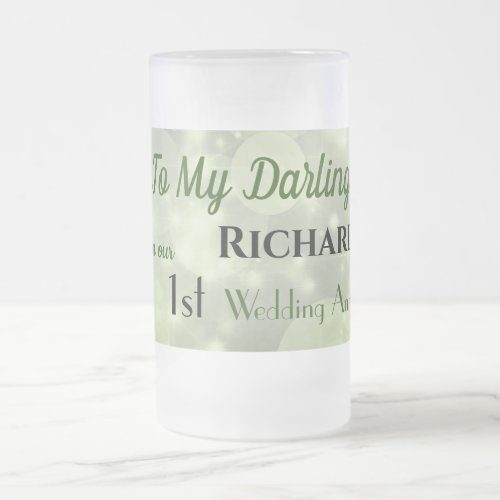 1st Wedding Anniversary Husband Frosted Glass Beer Mug