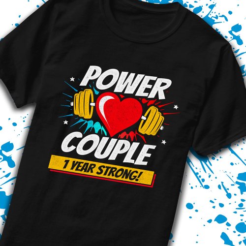 1st Wedding Anniversary Married Fitness Couple T_Shirt