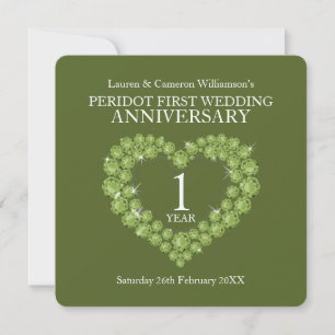 1st wedding anniversary party 1 year peridot green invitation