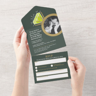 1st wedding anniversary party green peridot ring all in one invitation